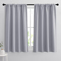 Small Window Curtains 45 inches Length for Kitchen Cafe Bathroom (Silver Grey / 42"W x 45"L (Pack of 2))
