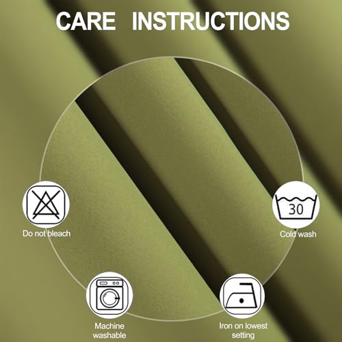 Blackout Curtains 52 x 120 Inch Long Olive Green Curtains Set of 2 Panels Room Darkening Curtains for Bedroom and Living Room (Olive Green / 52"W x 120"L (Pack of 2))