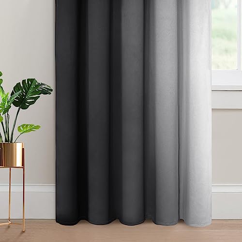 Ombre Curtains Black and Greyish White for Living Room (62"W x 84"L (Pack of 2) / Black)