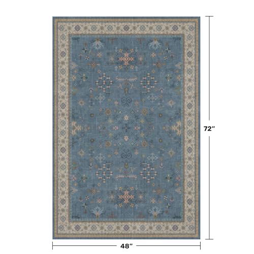 Washable 4x6 Small Rug for Living Room (4' x 6' (Rectangular) / Dusty Blue)