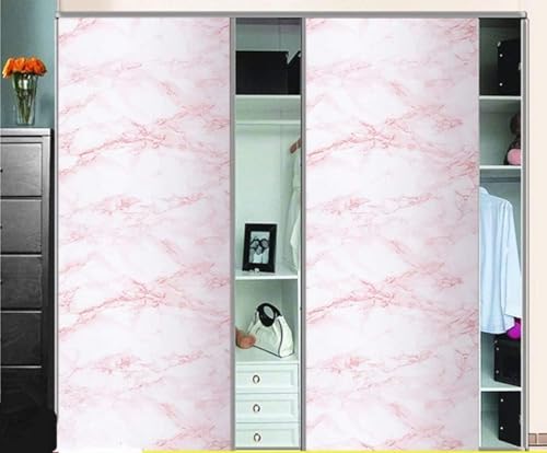 Marble Contact Paper Pink Peel and Stick Wallpaper for Kitchen Countertop (Pink/White / 15.7" x 472.4")