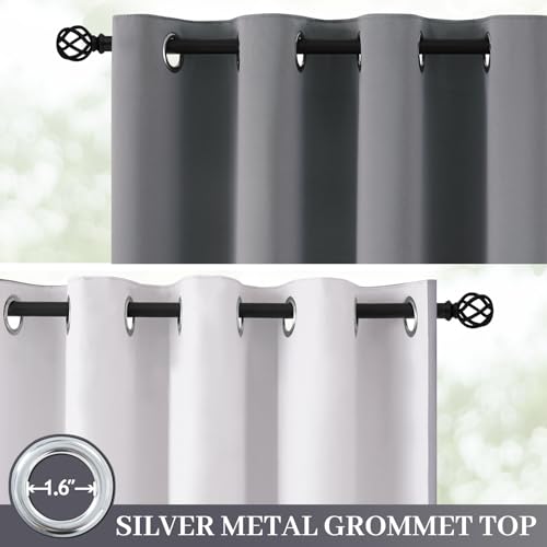 Grey 100% Blackout Curtain Panels 84 inches (40"W x 84"L (Pack of 2) / Grey With White Backing)