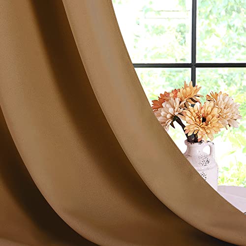 Blackout Curtain Panels for Bedroom (Gold Brown / 70"W x 63"L (Pack of 2))