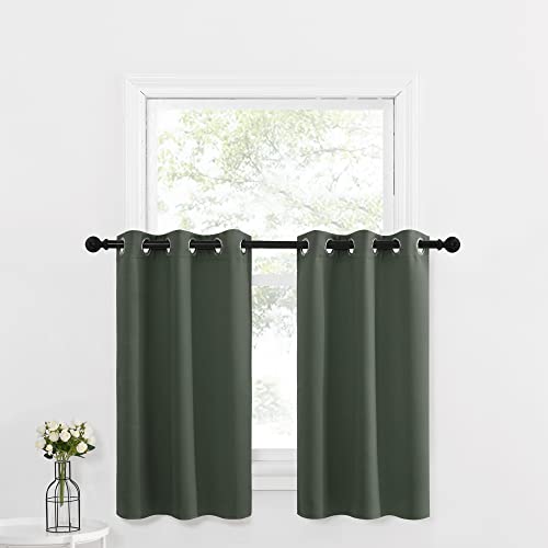Valances and Tiers for Bathroom Kitchen Farmhouse for Christmas (Dark Mallard / 42"W x 36"L (Pack of 2))