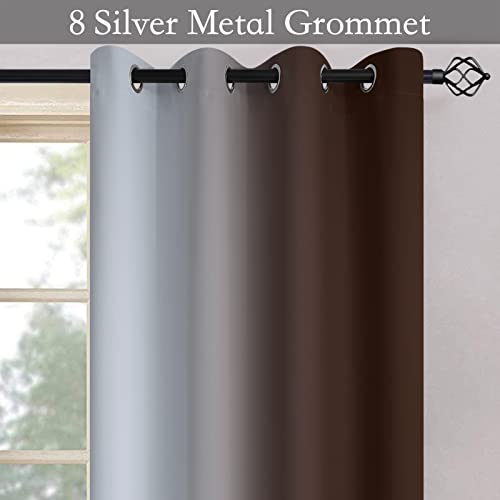 Ombre Brown to Grey White Curtains for Living Room 52Wx63L (52"W x 63"L (Pack of 2) / Brown)