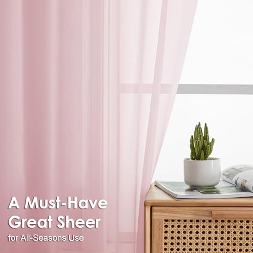 Blush Pink Sheer Curtains 72 Inches Long 2 Panels (Blush / 42"W x 72"L (Pack of 2))