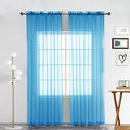 Sheer Voile Window Treatment Rod Pocket Curtain Panels for Kitchen Bedroom Living Room Drapes Sunlight Filtering Privacy Semi Home Decor Assorted Colors Sizes (Cyan Blue / 52"W x 54"L (Pack of 2))