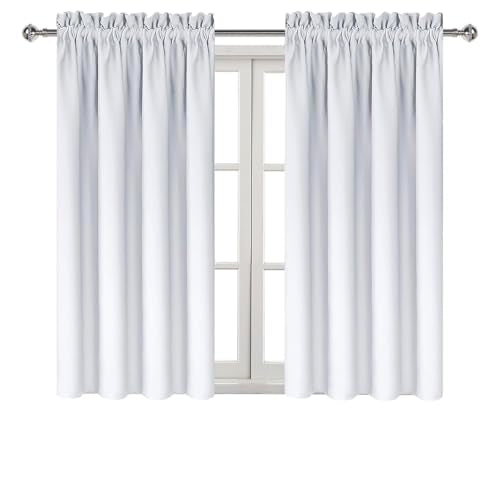 Blackout Curtains for Bedroom Living Room 38 x 45 Inch Long 2 Panels (Greyish White / 38"W x 45"L (Pack of 2))