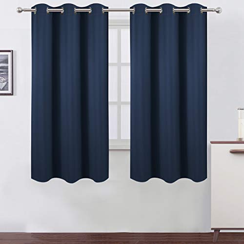 Navy Blue Blackout Curtains 34 x 63 Inch Length (Navy / 34"W x 63"L (Pack of 2))