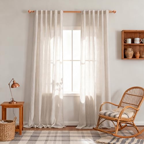 Natural Linen Living Room Curtains (50"W x 120"L (Pack of 2) / Natural Linen)