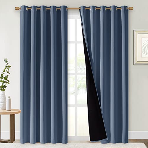 100% Blackout Curtains 84 inches Long (Stone Blue / 70"W x 84"L (Pack of 2))