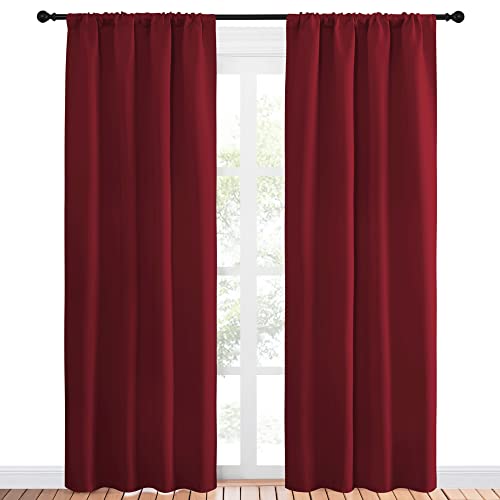 Christmas Burgundy Curtains Blackout Drapes (Burgundy Red / 42"W x 84"L (Pack of 2))
