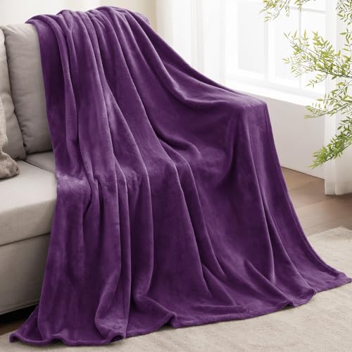 Fleece Blanket Soft Plush Throw for Couch Purple 50"x70" (Purple / Throw XL(50"x70"))