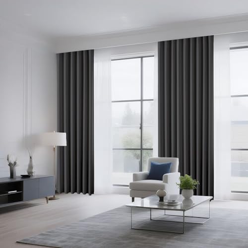 Dark Grey Blackout Curtains 84 inch Length 2 Panels Set (Dark Grey / 52"W x 84"L (Pack of 2))