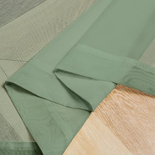 Sage Green Sheer Curtains 36 inches Long (Sage Green / 42"W x 36"L (Pack of 2))