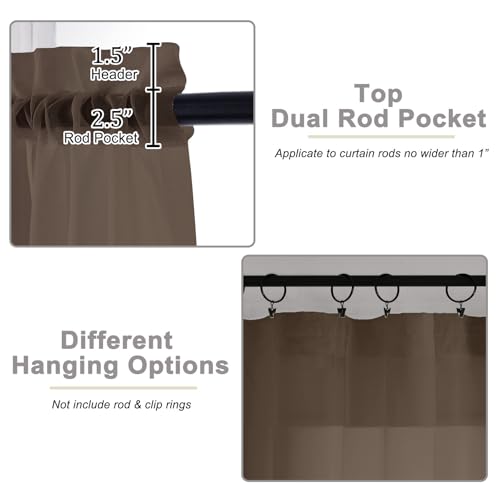 Sheer Chocolate Curtains for Bedroom Living Room 54 Inch Length 2 Panels Set (Chocolate / 42"W x 54"L (Pack of 2))