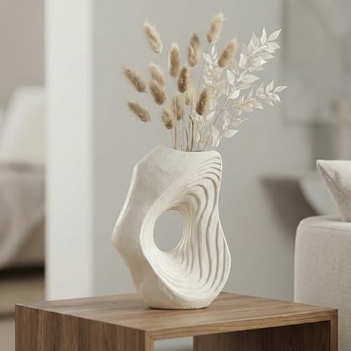 White Ceramic Donut Vase (White / 11 inch)