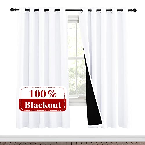White Blackout Curtains for Nursery 62" Wide x 72" Long 2 Panels (Pure White / 62"W x 72"L (Pack of 2))