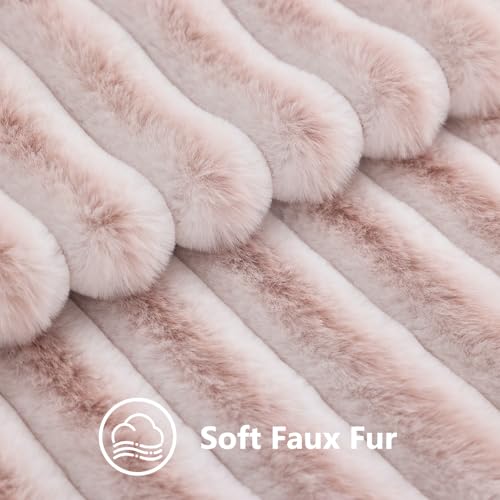 Fall Faux Fur Throw Pillow Covers 12x20 Set of 2 Pink White (Pink White / 20" x 12" (Pack of 2))