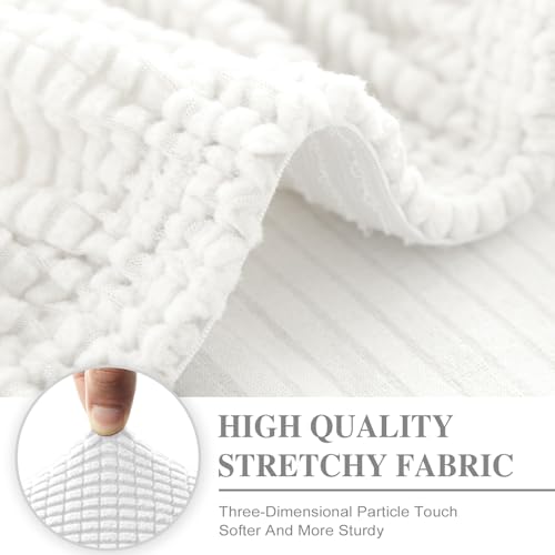 Couch Cushion Covers for Sectional Sofa L Shape Washable Separate Seat Chaise Couch Cover Stretch Sofa Slipcovers with 2 Pcs Pillowcases (White / Seat Only: 3 Seat + 1 Chaise)