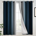 100% Blackout Curtains Ombre Navy Blue Curtains for Bedroom 63 Inch (52"W x 63"L (Pack of 2) / Navy Blue 2 Layers)