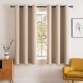 Beige Blackout Bedroom Curtains 63 Inch Long Light Blocking (Beige / 42"W x 63"L (Pack of 2))