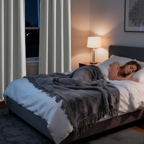 Bedroom Blackout Curtains 63 inches Long (100% Blackout - Sliver Grey / 62"W x 72"L (Pack of 2))