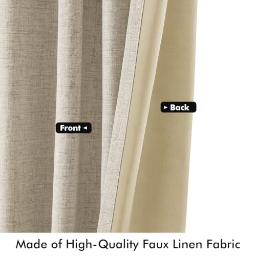 100% Blackout Linen Curtains 42 x 84 Inch Cobblestone 2 Panels (Cobblestone / 42"W x 84"L (Pack of 2))
