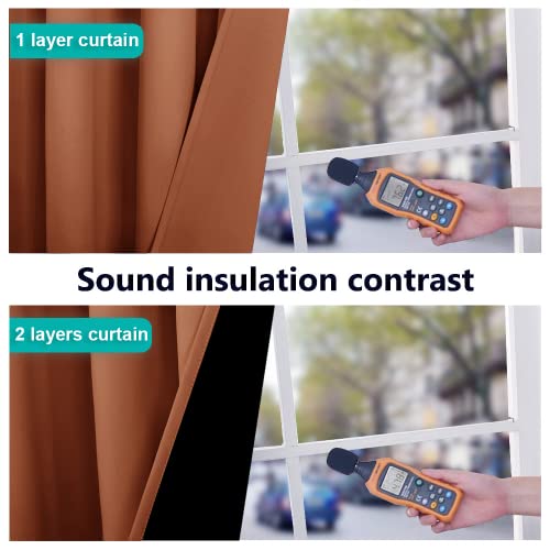 100% Blackout Short Curtains with Black Liners (Burnt Orange / 37"W x 50"L (Pack of 2))