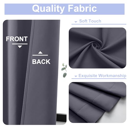 Ava Grey Short Blackout Curtains for Bedroom 45 Inches Long 2 Panels Set (Grey / 40"W x 45"L (Pack of 2))