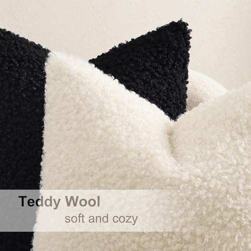 Sherpa Decorative Throw Pillow Covers 12x20 Set of 2 Black (Black / 20" x 12" (Pack of 2))
