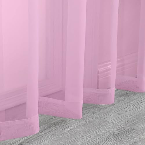 Sheer Pink Tier Curtains 24 Inch Length (Pink / 42"W x 24"L (Pack of 2))