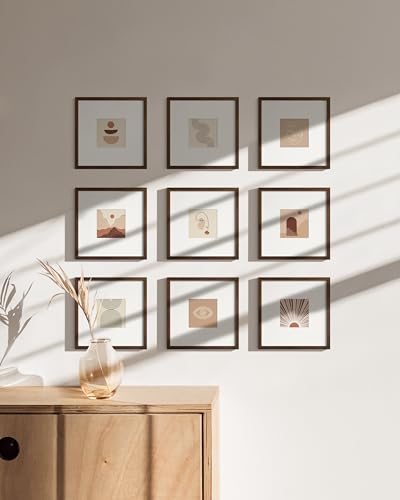 8x8 Square Walnut Frames (Set of 09 / Walnut Oak / 8x8 in)