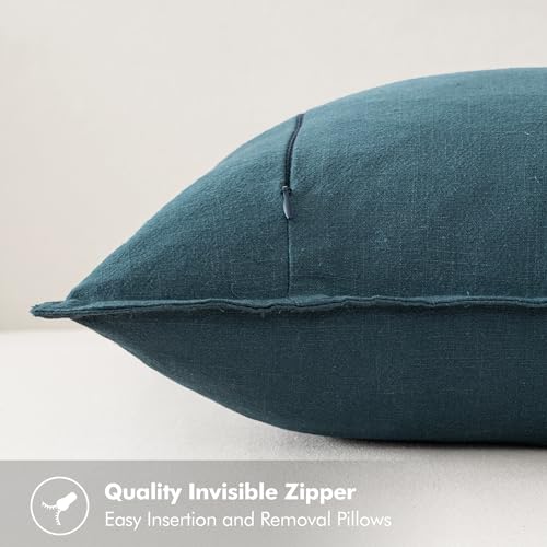 Decorative Linen Euro Sham Pillow Covers 24x24 Blue (Blue / 24" x 24" (Pack of 2))