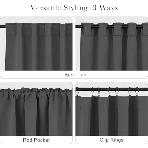 Blackout Curtains 84 inches Long 2 Panels Set (Grey / 52"W x 84"L (Pack of 2))
