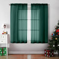 Hunter Green Sheer Curtains 63 Inches Long 2 Panels (Hunter Green / 42"W x 63"L (Pack of 2))