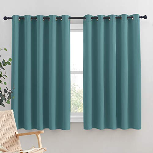 Bedroom Curtain Panels Blackout Draperies (Sea Teal / 70"W x 63"L (Pack of 2))
