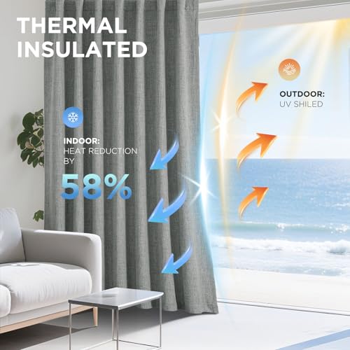 Blackout Curtains for Bedroom (Light Grey / 37"W x 72"L (Pack of 2))