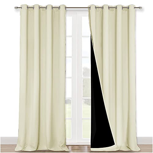 Beige Blackout Curtains for Bedroom 52" Wide x 90" Long 2 Panels (Beige / 52"W x 90"L (Pack of 2))