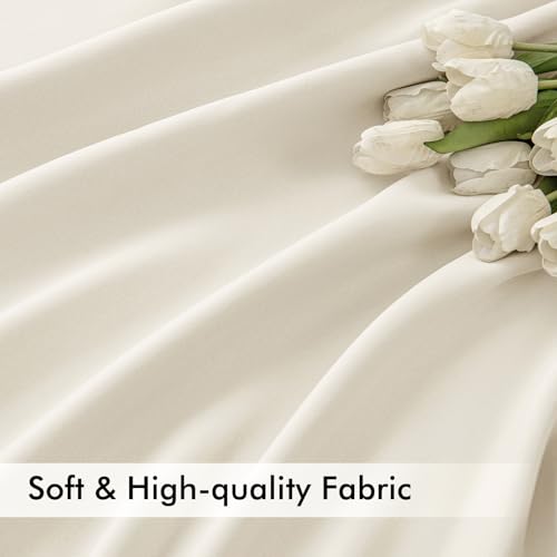 Beige White Back Tab Blackout Curtains 52x120 Inch Long 2 Panels Set (Beige White / 52"W x 120"L (Pack of 2))