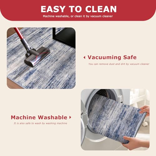 Modern Abstract Kitchen Runner Rug (Blue-grey / 2' x 10' (Runner))