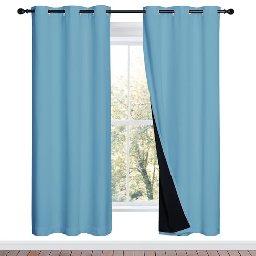100% Blackout Window Curtain Panels (Teal Blue / 42"W x 72"L (Pack of 2))