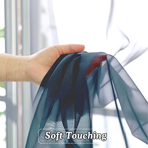 Dusty Blue Sheer Curtains 108 Inches Long (Dusty / 42"W x 108"L (Pack of 2))