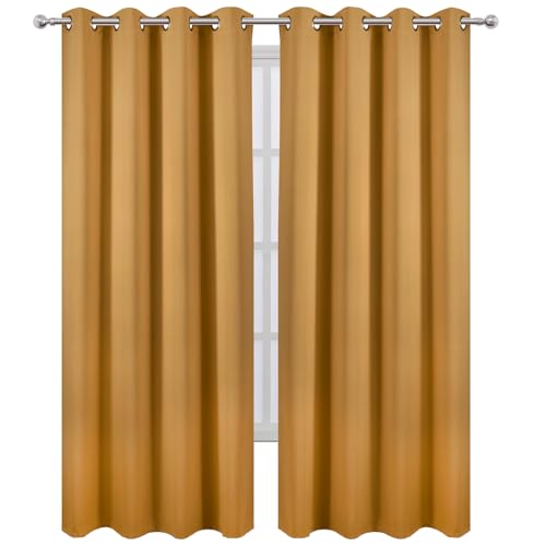 Blackout Curtains 66 x 84 inch (Mustard Yellow / 66"W x 84"L (Pack of 2))