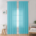 Aqua Sheer Curtains for Bedroom Living Room 96 Inches Long 2 Panels Set (Aqua / 42"W x 96"L (Pack of 2))
