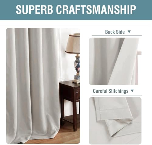 Blackout Curtain for Living Room Thermal Insulated Window Treatment Curtain Extra Long 84 inch Length Energy Saving Solid Grommet Top Blackout Drape (52"W x 90"L (Pack of 1) / Stone)