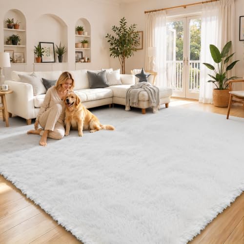 Area Rugs 10x14 for Living Room (White / 10' x 14' (Rectangular))
