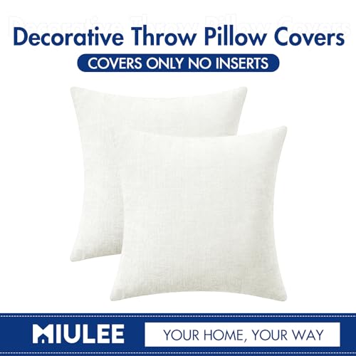 Soft Chenille Throw Pillow Covers White 20x20 Inch Pack of 2 (20" x 20" (Pack of 2) / White)
