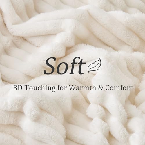 Ribbe Blankets Queen Size for Bed (Cream / Queen(90"x90"))