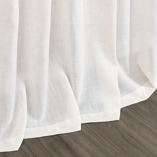 Ivory White Linen Curtains for Living Room 100 Inches Long Light Filtering Semi Sheer Curtain Back Tab Rustic Luxury Neutral Modern Farmhouse Decor Drapes for Bedroom Dinner Room 52x100 (52"W x 100"L (Pack of 2) / Ivory White)